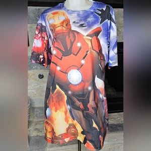 (SOLD) MARVEL IRON MAN GRAPHIC ALL OVER PRINT VINTAGE T-SHIRT MENS SIZE LARGE